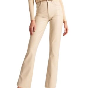 Abercrombie & Fitch Cream Vegan Leather 9Os Straight Pants